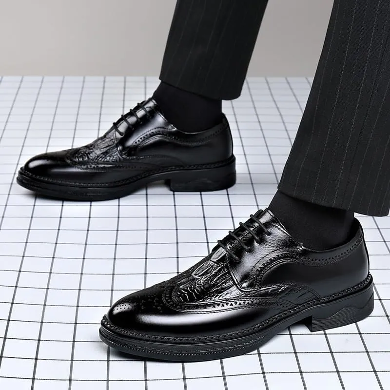 Men's Dress Shoes Casual Comfort Formal Business Oxford Faux Patent Leather Derby Shoes for Men