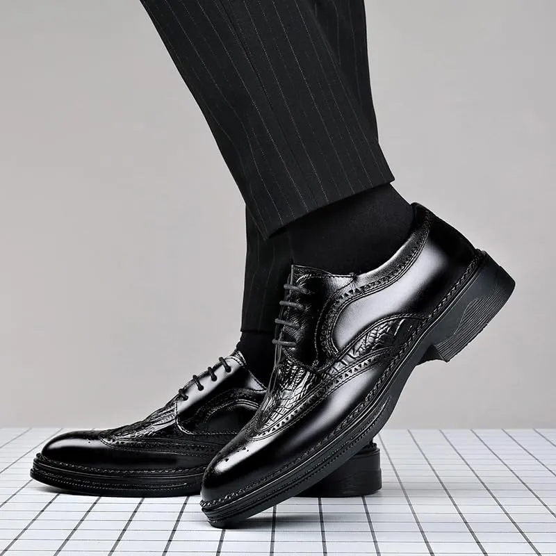 Men's Dress Shoes Casual Comfort Formal Business Oxford Faux Patent Leather Derby Shoes for Men