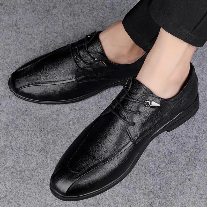 Men's Fashion Classic Dress Shoes Leather Wingtip Lace-Up Brogue Shoes Lightweight Oxfords Shoes for Men