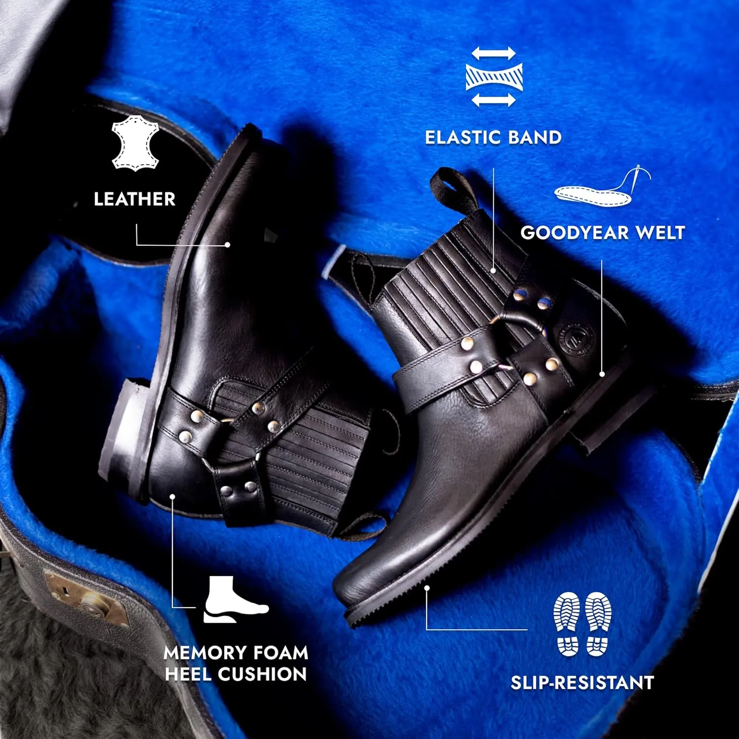 Men's Leather Biker Ankle Boot for Men Style 3600