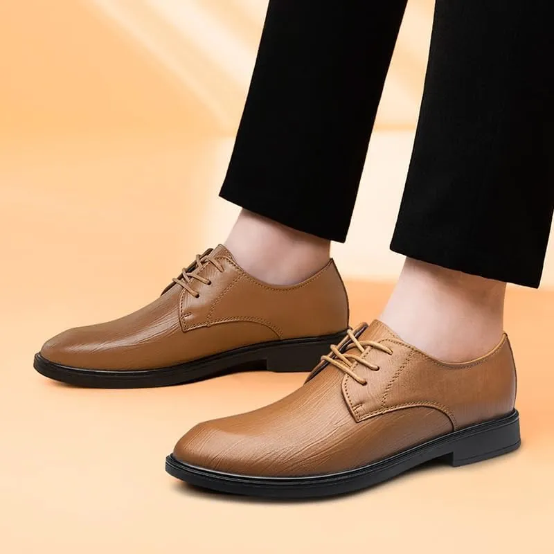 Men's Leather Oxfords Lace Up Business Formal Derby Shoes Lightweight Sneakers Fashion Wingtip Brogue Shoes(8.5)