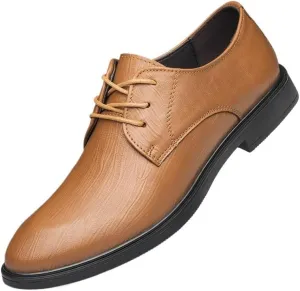 Men's Leather Oxfords Lace Up Business Formal Derby Shoes Lightweight Sneakers Fashion Wingtip Brogue Shoes(8.5)
