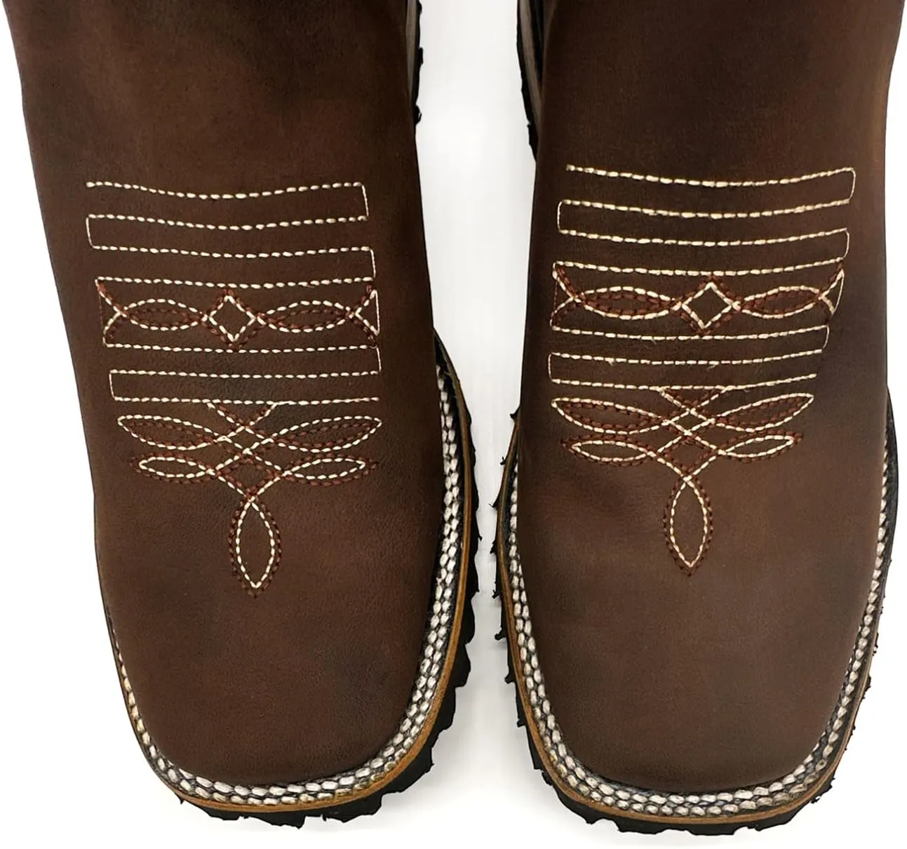 Mens Leather Square Toe Western Ankle Boot