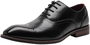 Men's Leather Wingtip Brogue Oxford Shoes - Comfortable Lace Up Derby Footwear for Business & Casual Wear