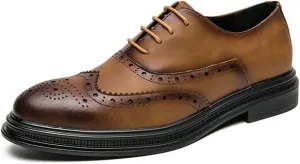 Mens Oxford Dress Shoes Brogue Lace Up Business Formal Tuxedo Wedding Party Office Uniform Classic Comfortable