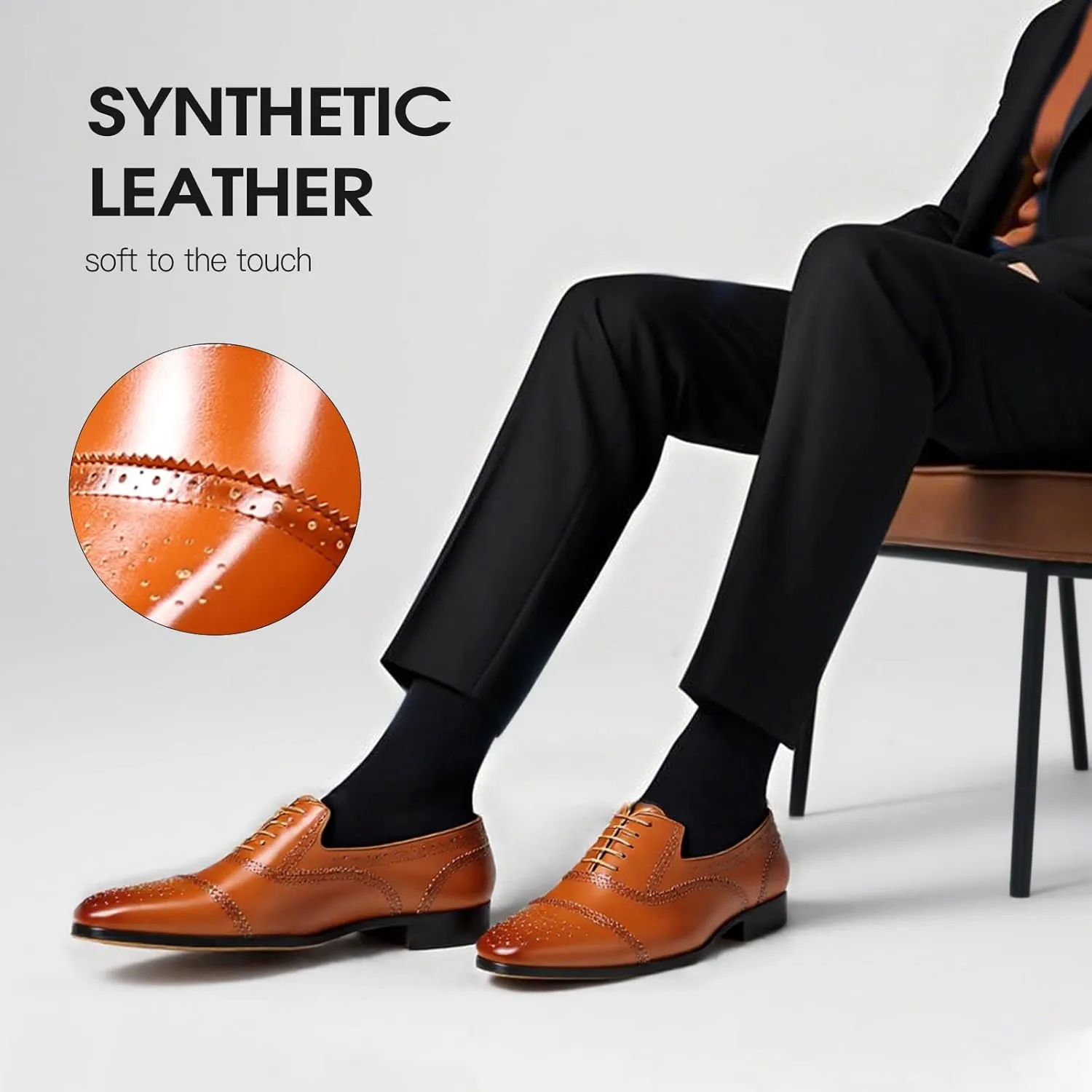 Men's Oxford Dress Shoes, Classic Cap Toe, Lace-up, Business Formal, Synthetic Leather,Retro Formal,Office Dinner Party Dating Shoes