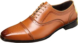 Men's Oxford Dress Shoes, Classic Cap Toe, Lace-up, Business Formal, Synthetic Leather,Retro Formal,Office Dinner Party Dating Shoes