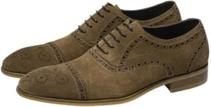 Men's Oxford Shoes Wedding Shoes Casual Shoes Lace-Up Suede Upper Round Toe Brogue Design Adhesion Technology Cushioning Shock Absorption