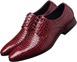 Men's Oxfords Crocodile Pattern Patent Leather Wedding Prom Formal Dress Casual Shoes for Men