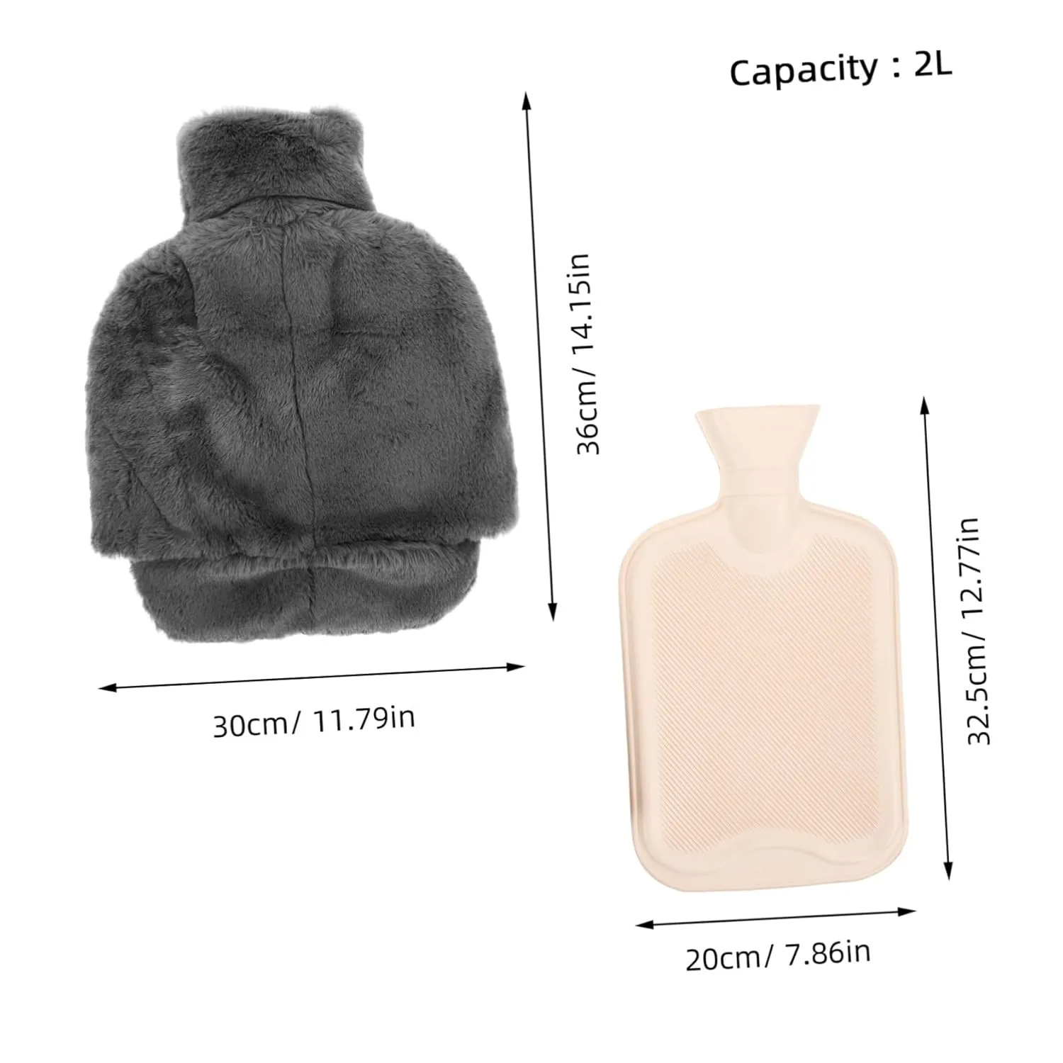 MERRYHAPY Slipper Hot Water Bag 2l Foot Warmer Pouch Plush Cover for Winter Comfort