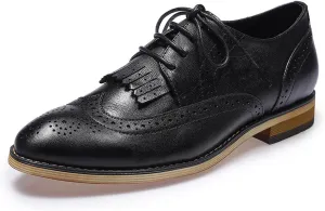 Mona flying Women's Handcrafted Wingtip Oxfords Brogue Vintage Lace up Leather Shoes for Ladies