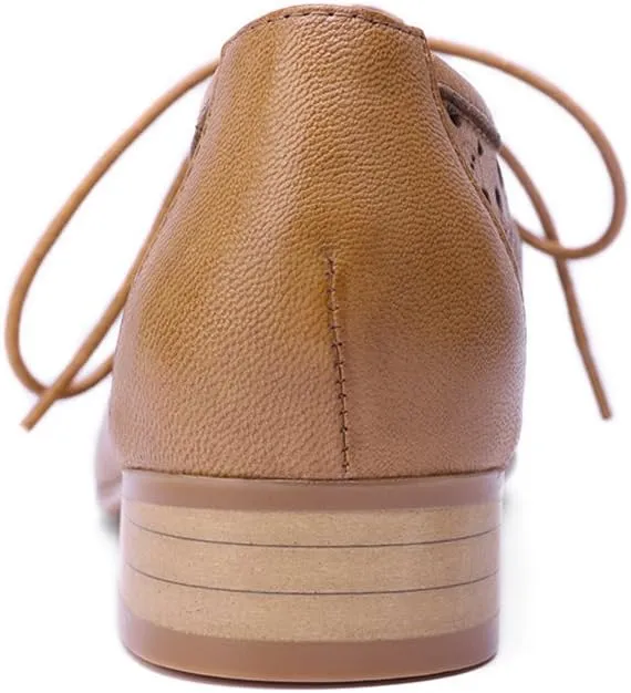 Mona flying Women's Leather Perforated Lace-up Oxfords Brogue Derby Shoes for Ladies
