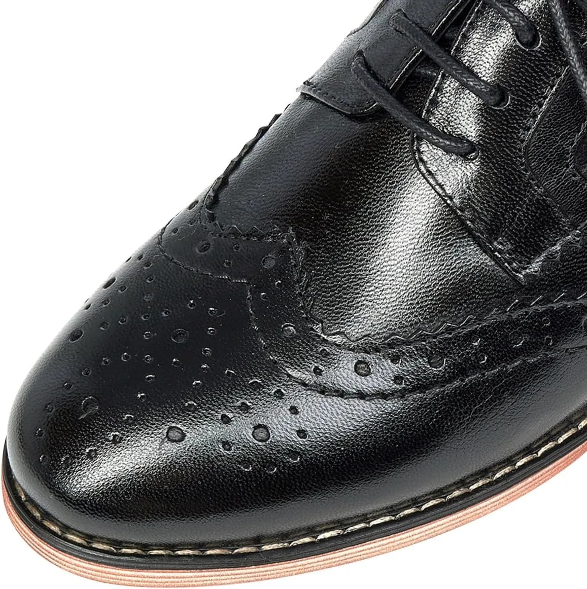 Mona flying Women's Leather Perforated Lace-up Oxfords Brogue Wingtip Derby Shoes for ladis Women