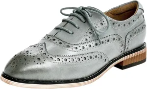 Mona flying Women's Leather Perforated Lace-up Oxfords Brogue Wingtip Shoes for Ladies Women