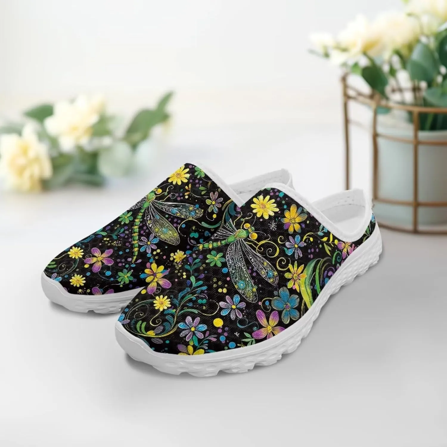 Mule Shoes for Women Summer Novelty Butterfly Outdoor Non-Slip Sneakers Hand Free Garden Walking Shoes Slip On