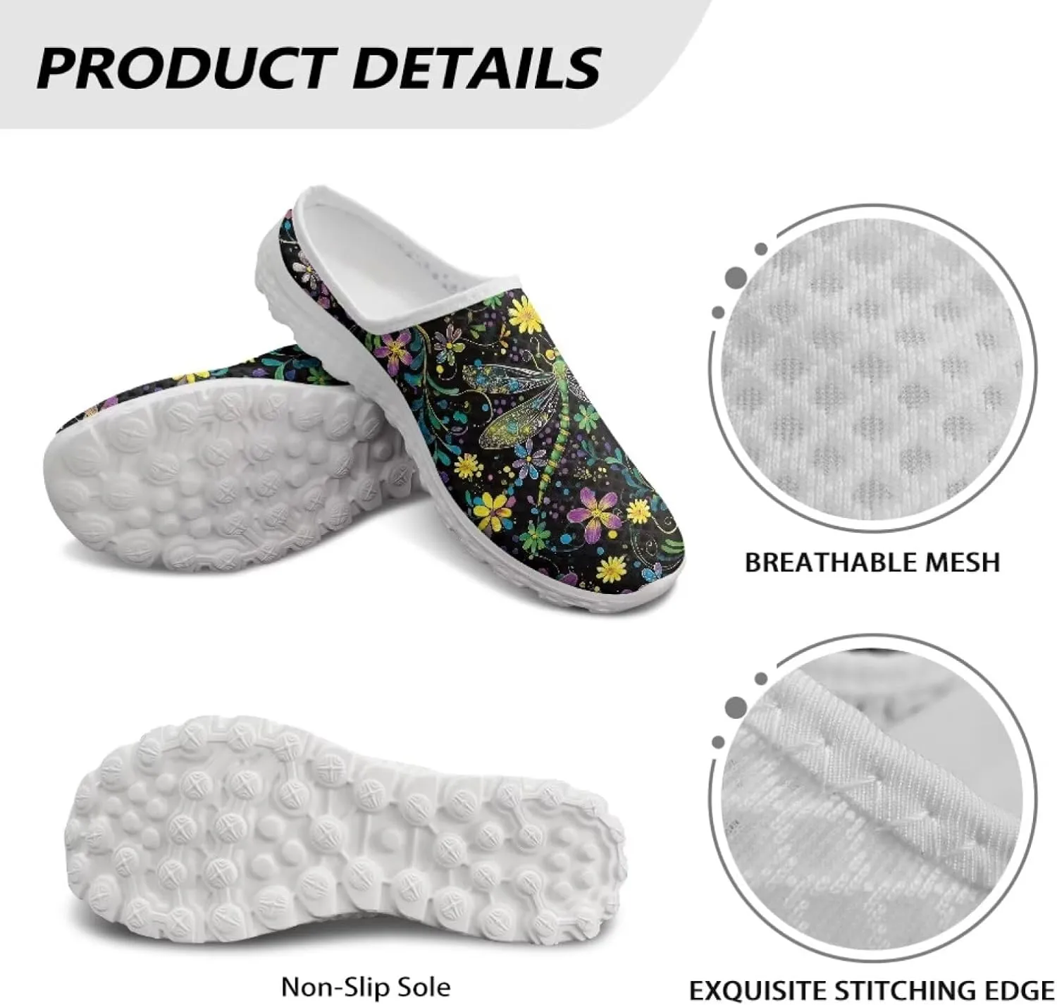 Mule Shoes for Women Summer Novelty Butterfly Outdoor Non-Slip Sneakers Hand Free Garden Walking Shoes Slip On