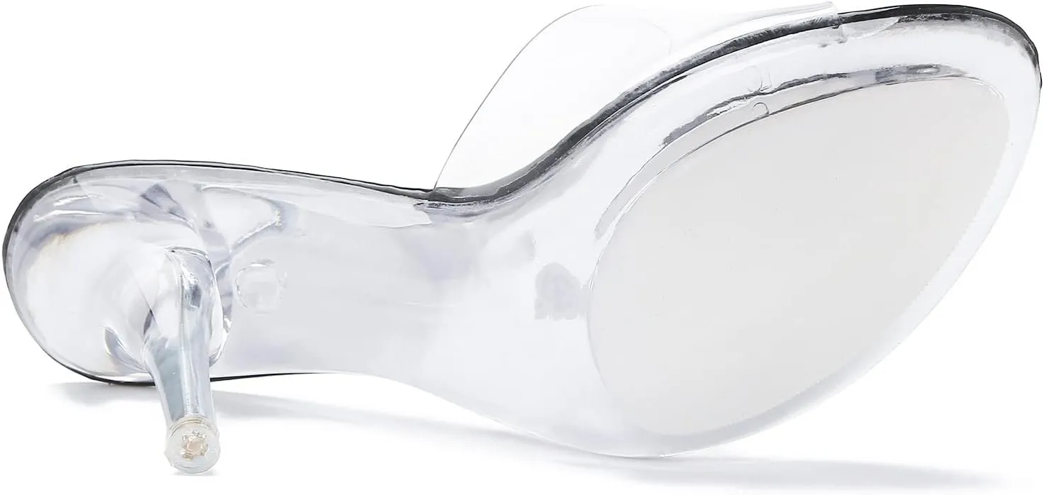 NBUUNBU Silver Clear Heels For Women Dress Shoes Transparent Strap Sexy Stilletos Heels Open Toe High Silver Heeled Sandals Pump Mules