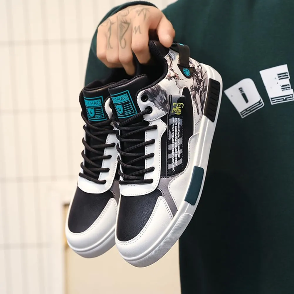 NCNDB Men's Leather Skateboard Walking Shoes Fashion Anime Casual Sneaker