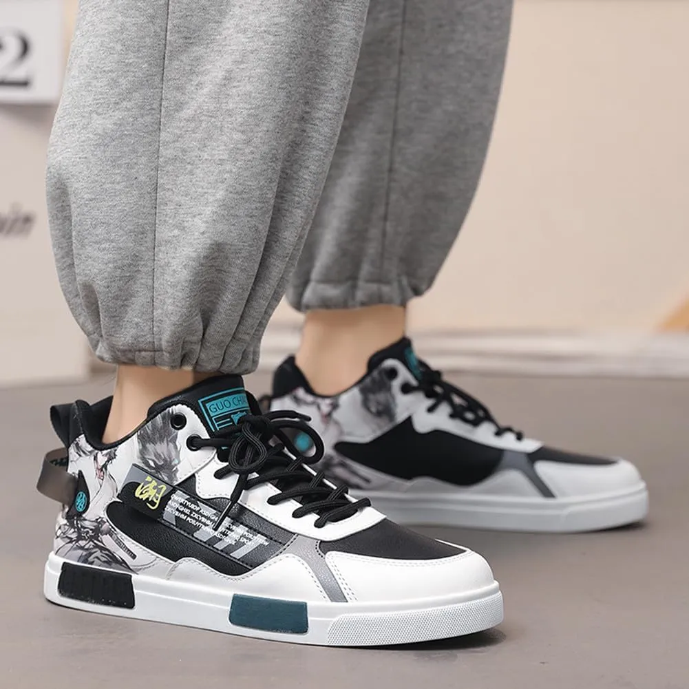 NCNDB Men's Leather Skateboard Walking Shoes Fashion Anime Casual Sneaker