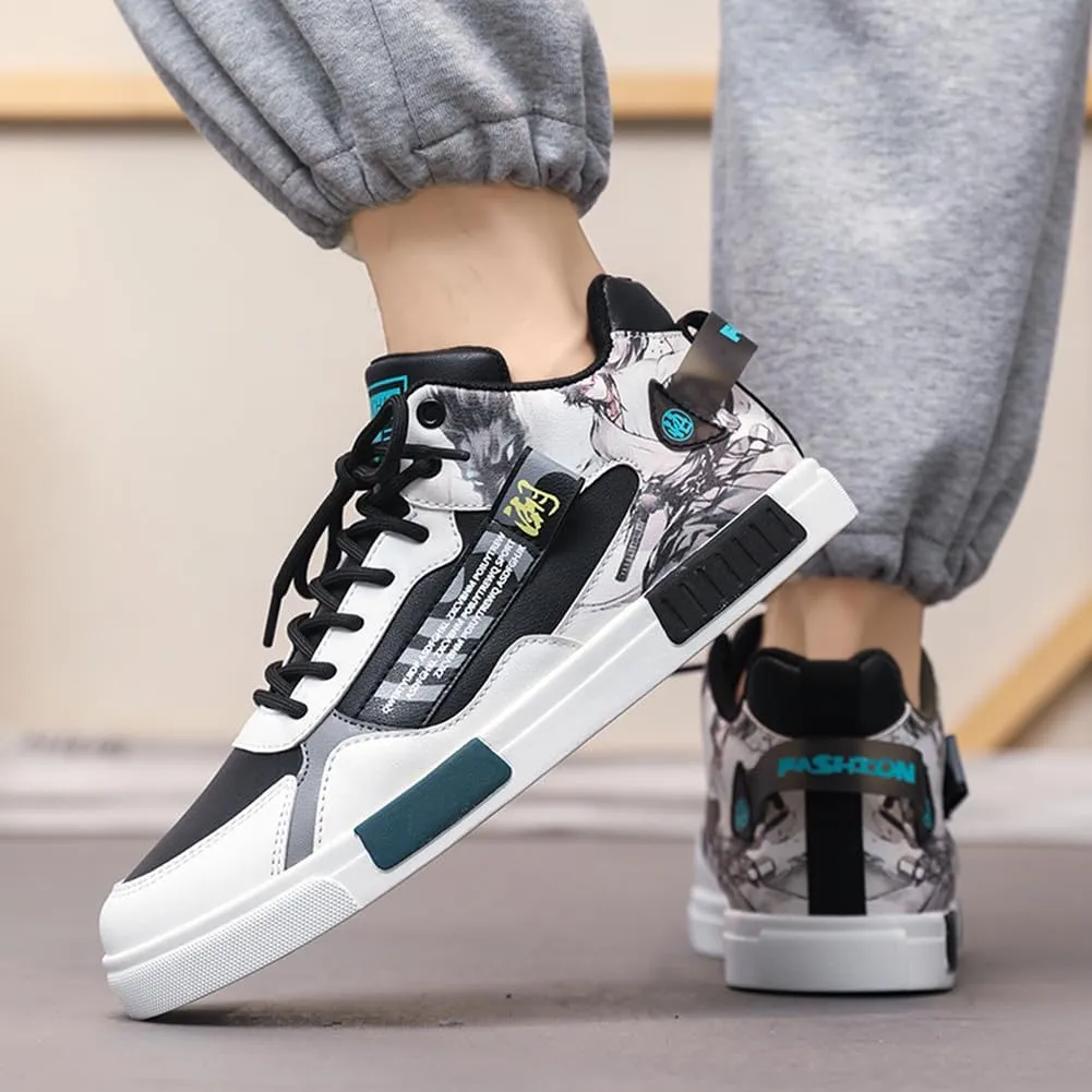 NCNDB Men's Leather Skateboard Walking Shoes Fashion Anime Casual Sneaker