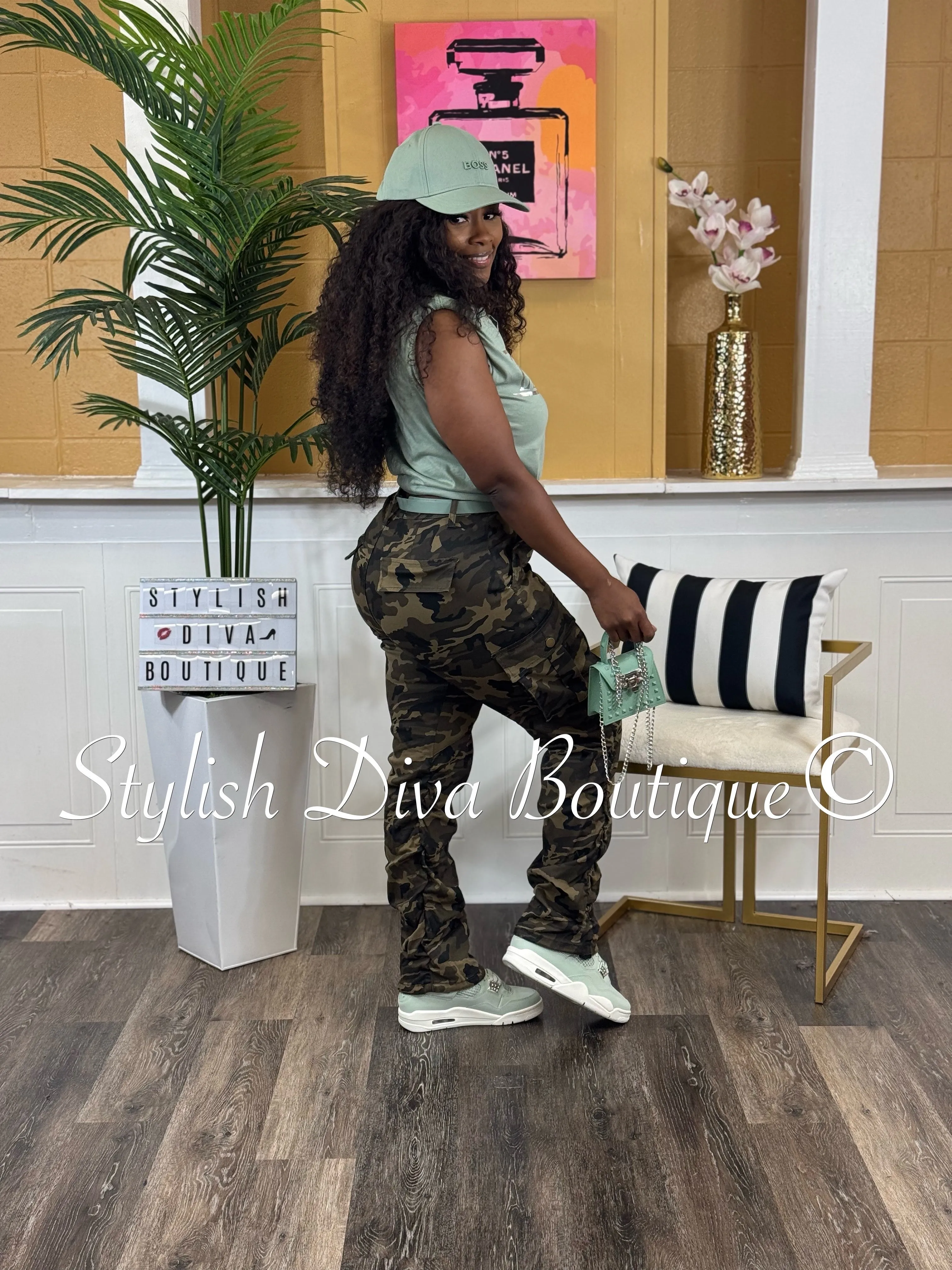 New Look Camo Shirred Pants