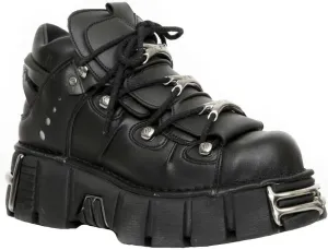 New Rock Tower Ankle Boots M-106-VS1 Men's Metallic Black Vegan Leather Gothic Punk Rock