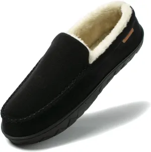 NewDenBer Men's Moccasin Slippers Warm Memory Foam Suede Soft Plush Lined Slip on Indoor Outdoor House Shoes