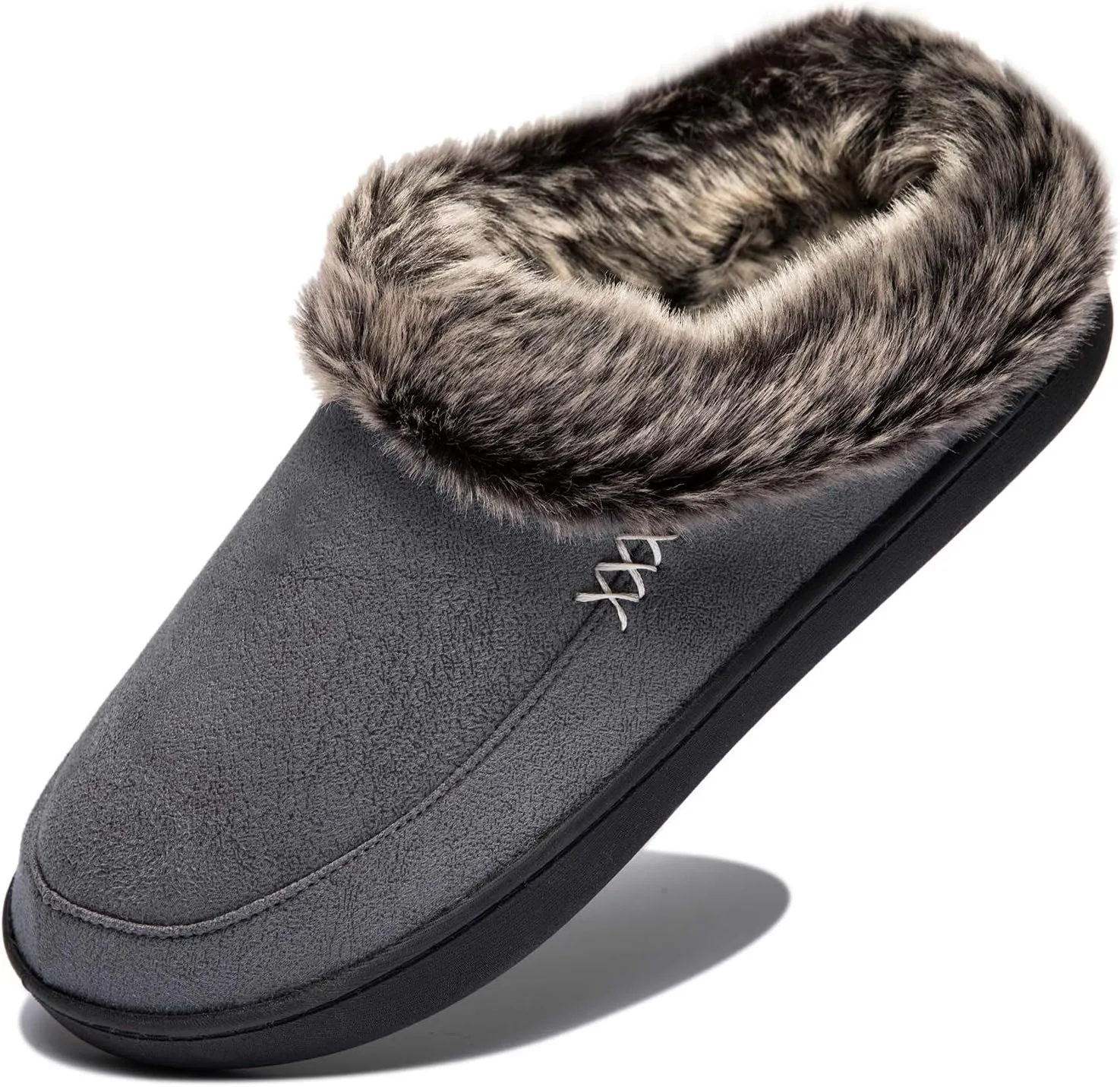 NewDenBer Women's Cozy Memory Foam Slippers Suede Plush Faux Fur Lined Slip on Indoor Outdoor House Shoes