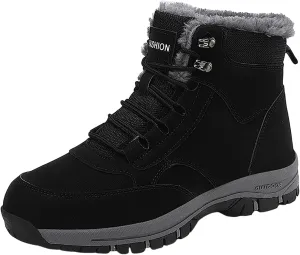 Non Slip Snow Boots for Men Fleece Lined Warm Ankle Boots Lace Up Cold Proof Winter Boots Casual Insulated Snow Boots