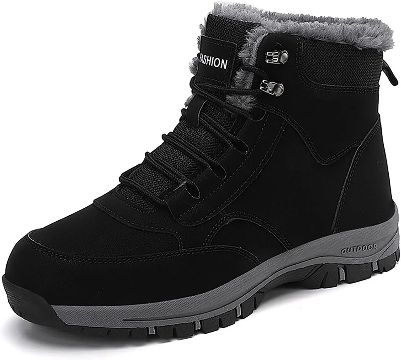 Non Slip Snow Boots for Men Fleece Lined Warm Ankle Boots Lace Up Cold Proof Winter Boots Casual Insulated Snow Boots