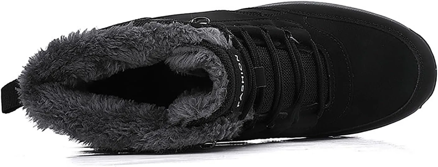 Non Slip Snow Boots for Men Fleece Lined Warm Ankle Boots Lace Up Cold Proof Winter Boots Casual Insulated Snow Boots