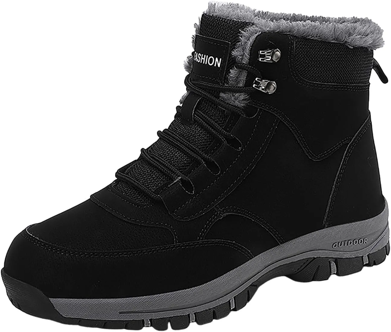 Non Slip Snow Boots for Men Fleece Lined Warm Ankle Boots Lace Up Cold Proof Winter Boots Casual Insulated Snow Boots