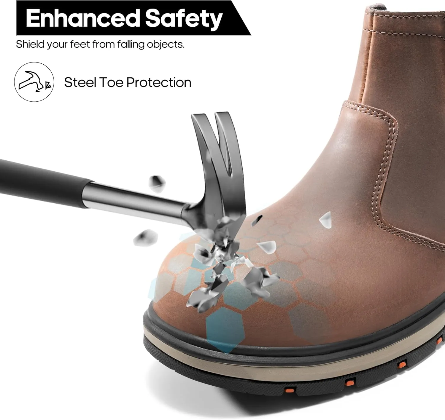 NORTIV 8 Slip On Work Boots for Men Steel Toe Waterproof Safety Construction Boots for Men