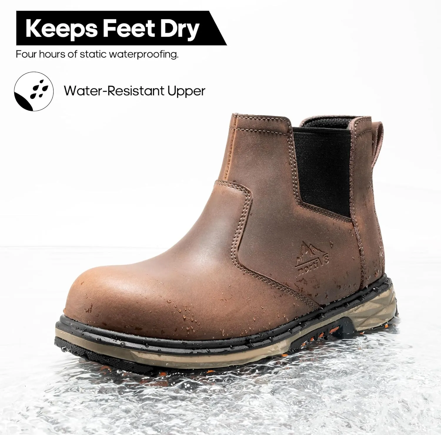 NORTIV 8 Slip On Work Boots for Men Steel Toe Waterproof Safety Construction Boots for Men