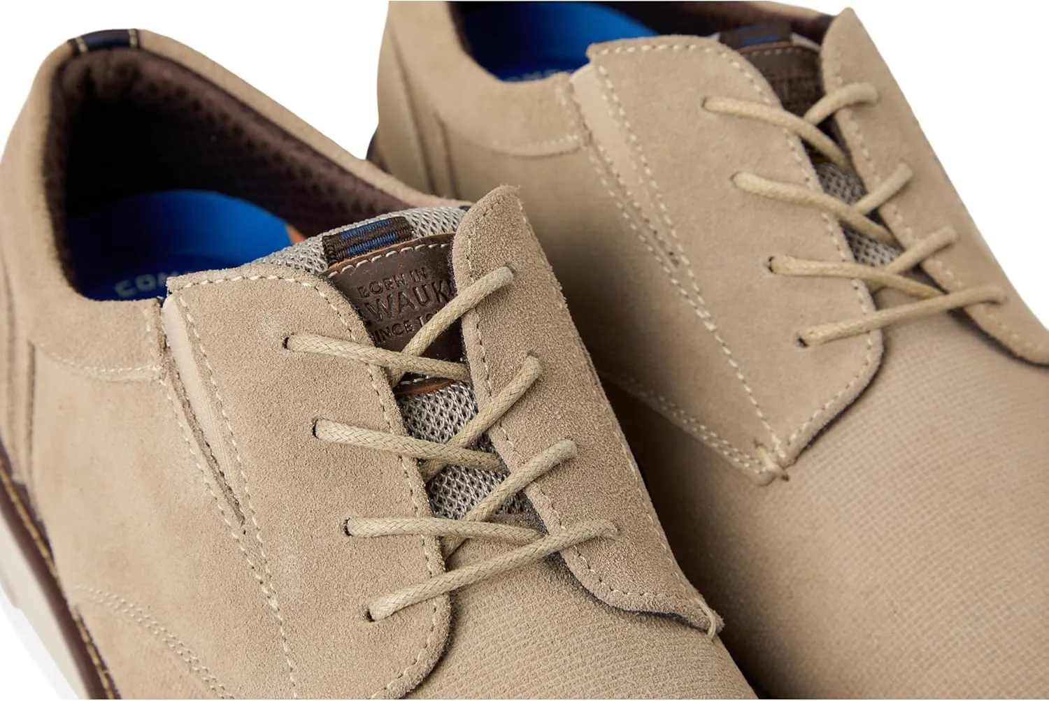 Nunn Bush Men's Griff Plain Toe Oxford Lightweight and Comfortable for All Occasions Suede Leather Lace Up