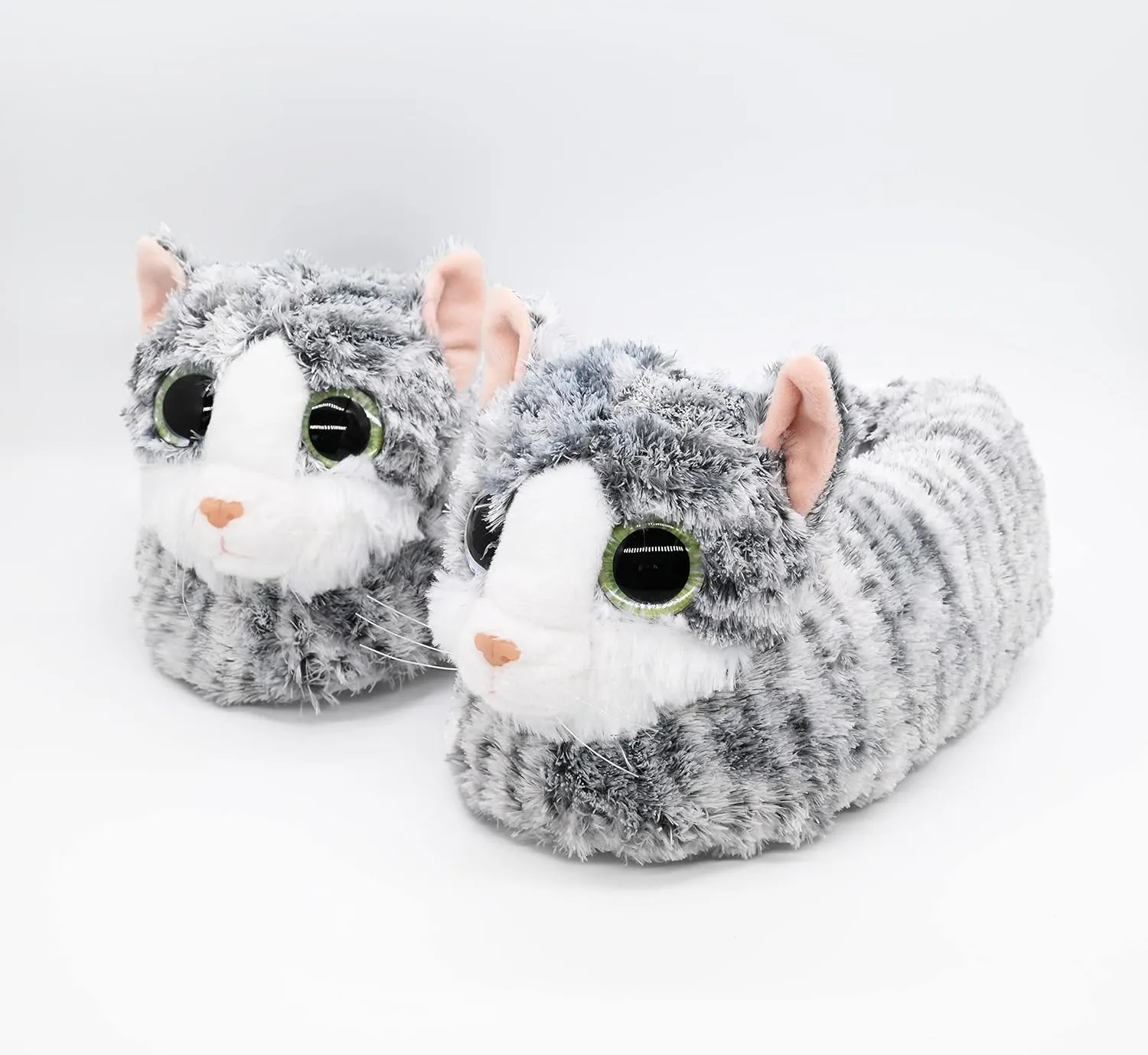 Onmygogo Indoor Fuzzy Winter Animal Cat Plush Slippers for Women Men Kids,Faux Fur,Warm House Slipper
