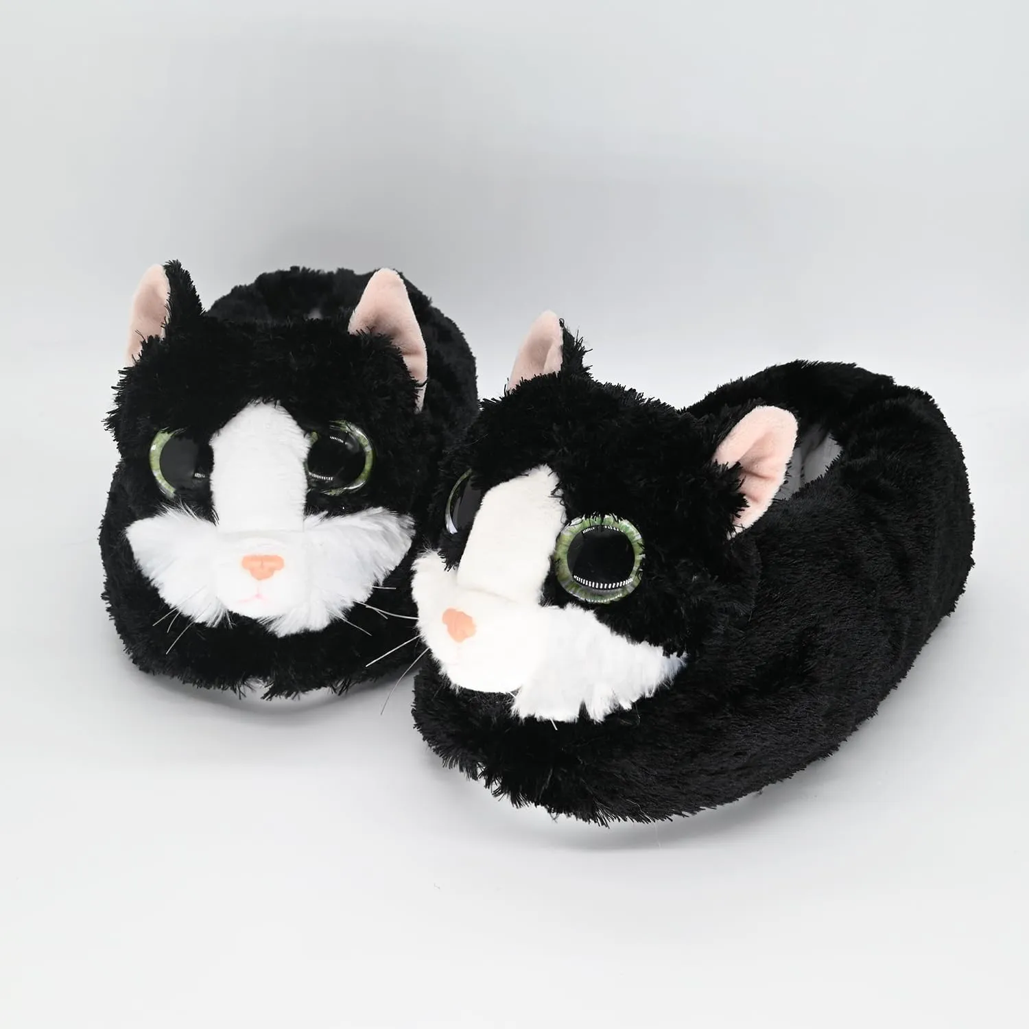 Onmygogo Indoor Fuzzy Winter Animal Cat Plush Slippers for Women Men Kids,Faux Fur,Warm House Slipper