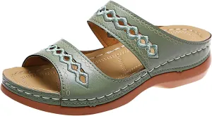 Orthopedic Wedge Sandals for Women 2025 Dressy Summer Orthotic Cushion Foot Arch Support Plantar Fasciitis Bunion Open Toe Slide Hollow Out Comfortable Casual Womens Shoes Non Slip-on Outdoor Slides
