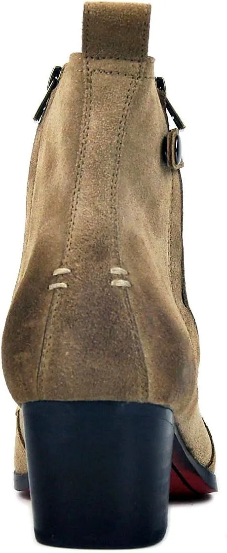 OSSTONE Dress Boot for Men Leather Chukka Designer Chelsea Boots Casual Heel Shoes Zipper-up OS-JY004-US