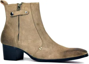 OSSTONE Dress Boot for Men Leather Chukka Designer Chelsea Boots Casual Heel Shoes Zipper-up OS-JY004-US