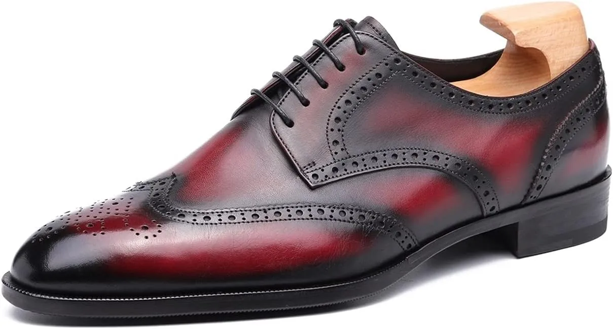 Oxford for Men Formal Shoes Hand Made Dress Italian Genuien Grain Leather Luxury Custom Brogue Wingtips Round Toe Lace Up