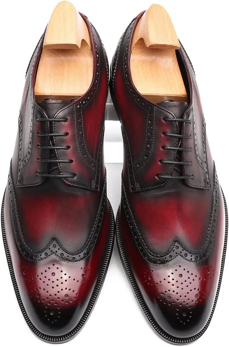 Oxford for Men Formal Shoes Hand Made Dress Italian Genuien Grain Leather Luxury Custom Brogue Wingtips Round Toe Lace Up