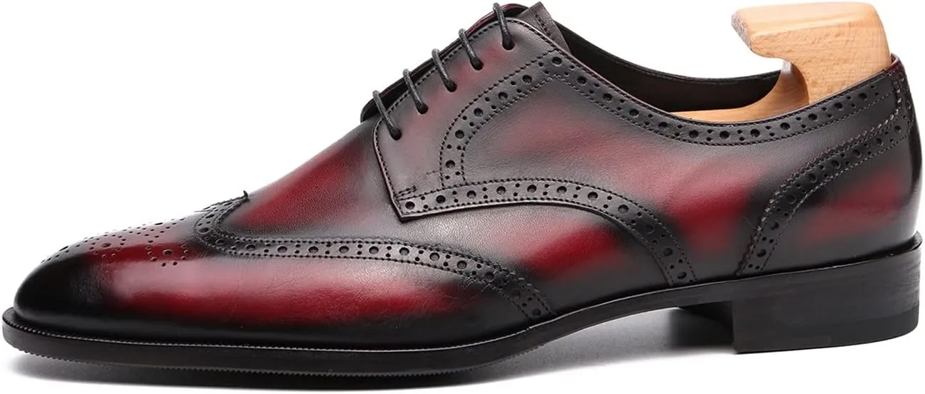 Oxford for Men Formal Shoes Hand Made Dress Italian Genuien Grain Leather Luxury Custom Brogue Wingtips Round Toe Lace Up
