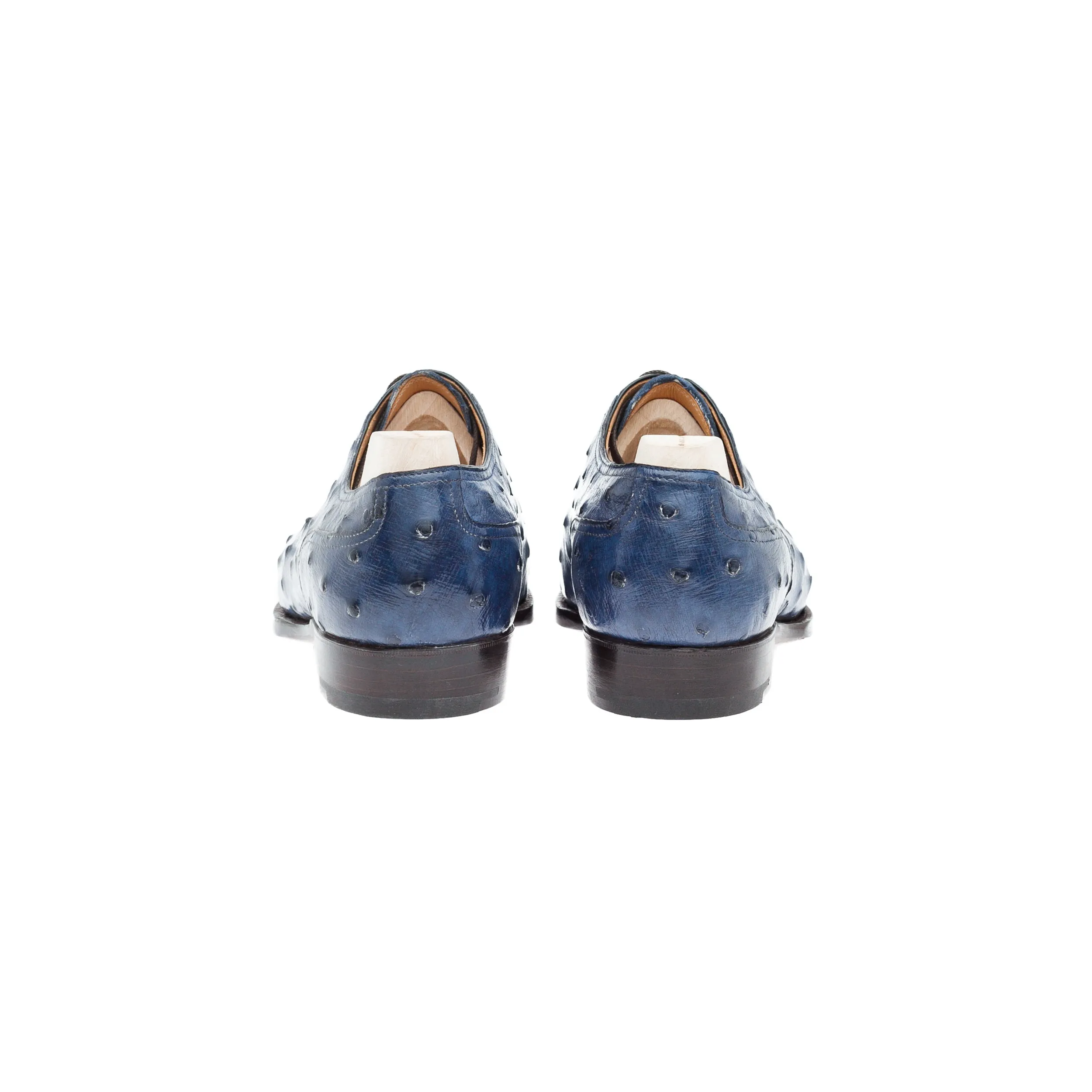 Oxford, plain sewn and straight toe box in blue Ostrich