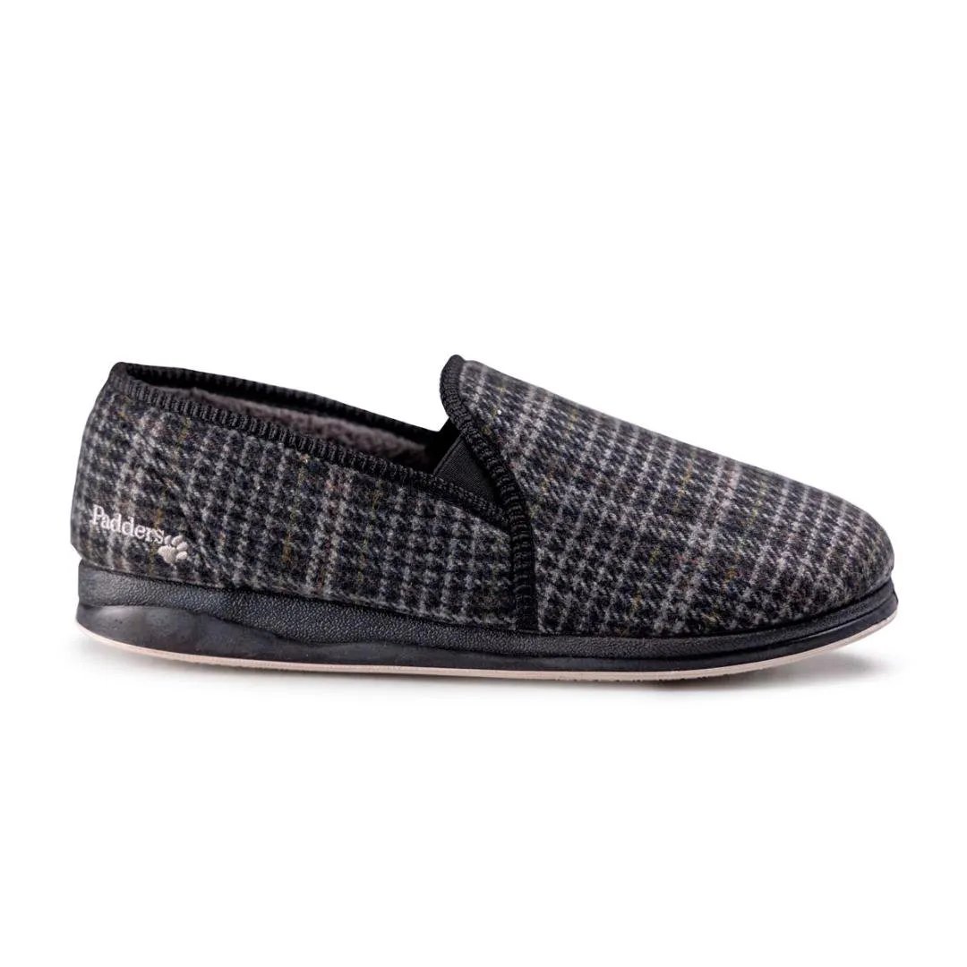 Padders 408S*02 Albert Slippers - Black Mixed Check