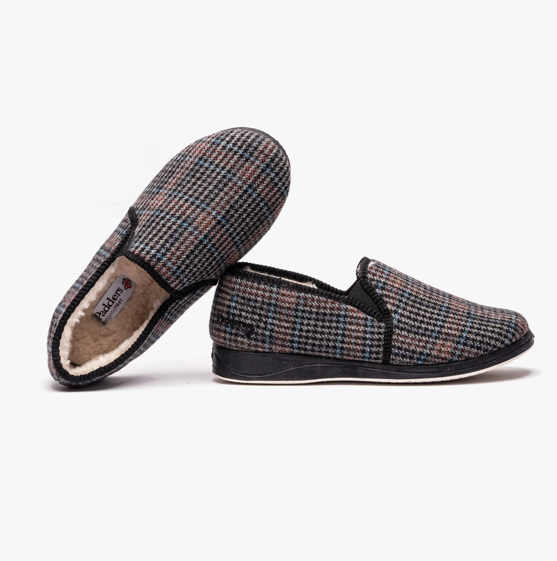 Padders ALBERT 2 Mens (G Fit) Slippers Blue Hounds Tooth