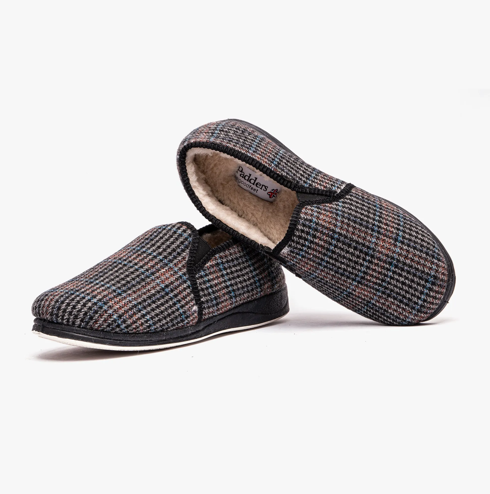 Padders ALBERT 2 Mens (G Fit) Slippers Blue Hounds Tooth