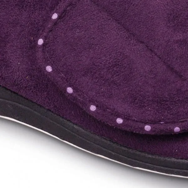 Padders CHERISH Womens (EE Fit) Touch Fasten Boot Slippers Purple