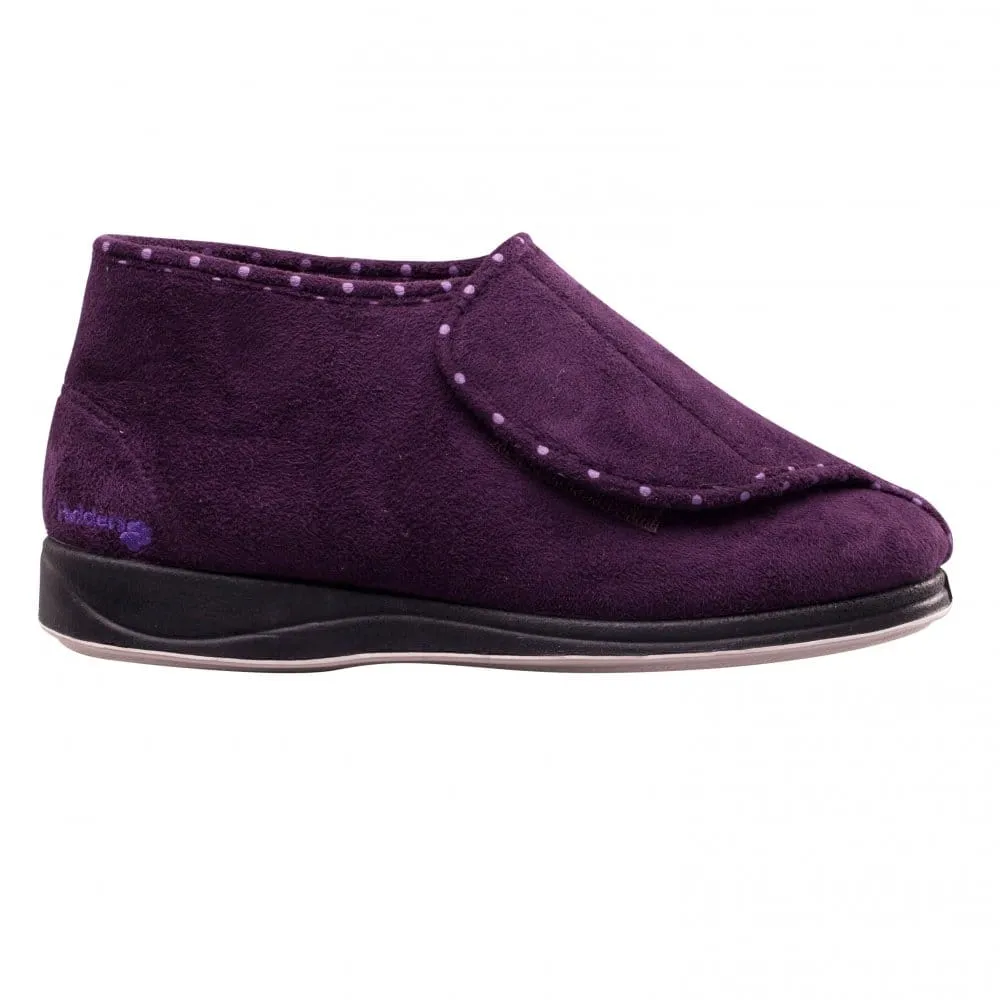 Padders CHERISH Womens (EE Fit) Touch Fasten Boot Slippers Purple