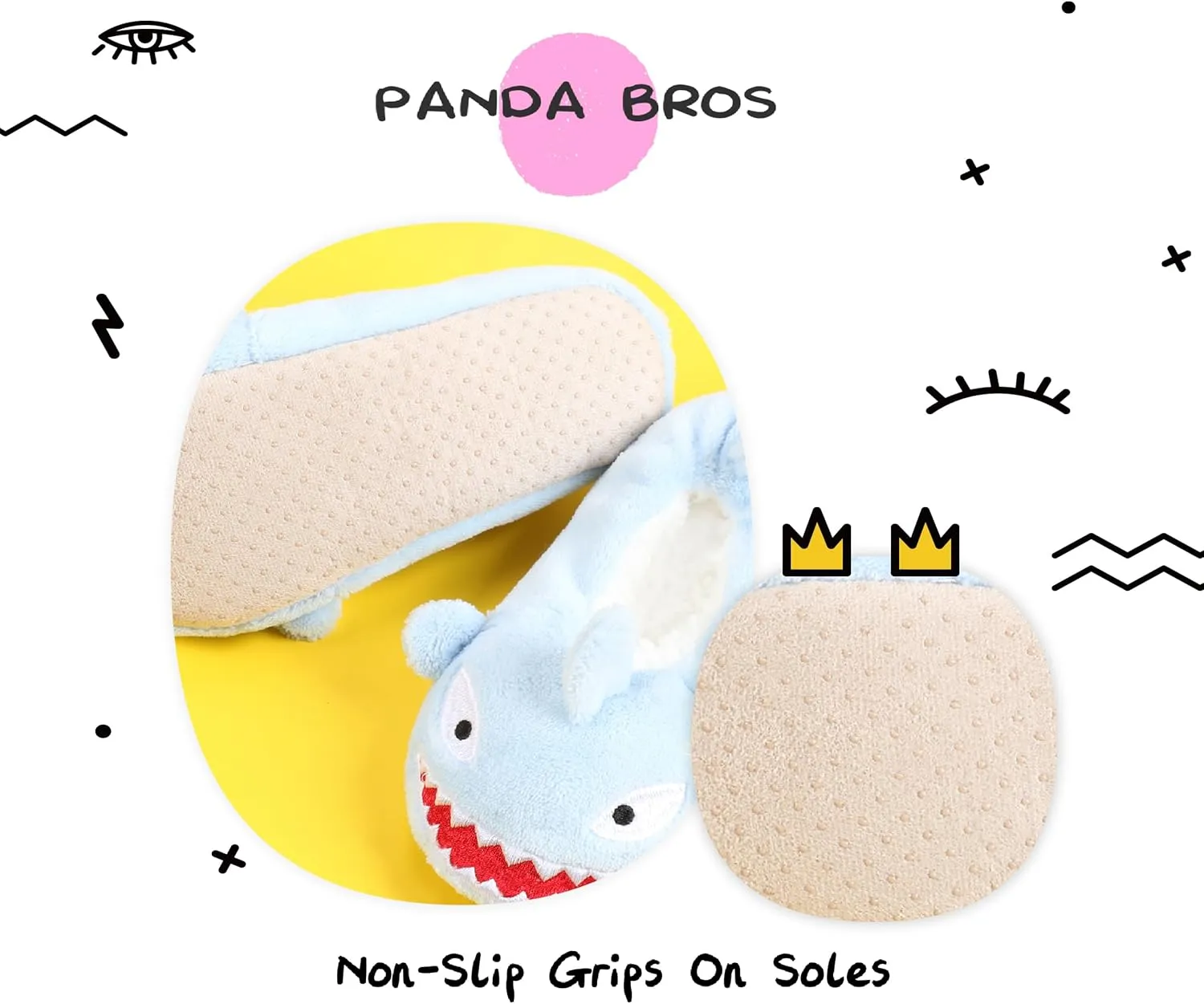 Panda Bros Kid's Animal Slipper Socks, Cartoon Cozy Fleece Indoor Slipper, Fluzzy Warm bedroom Shoes